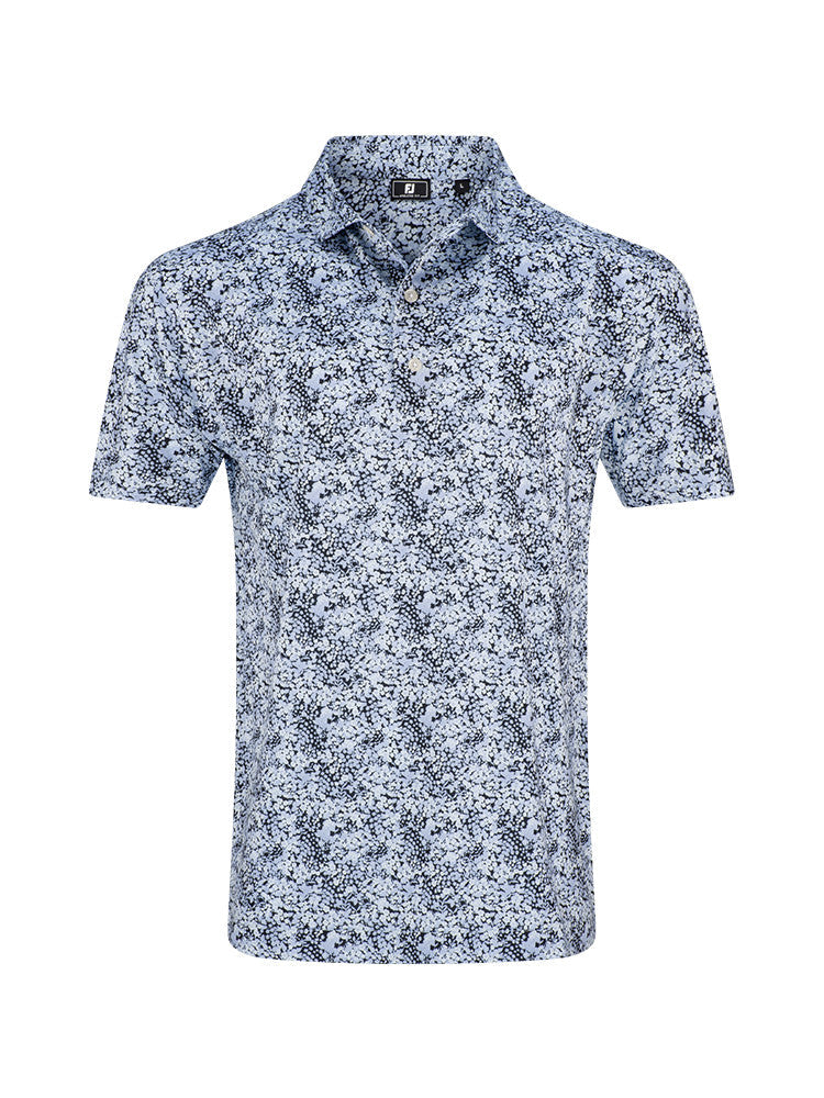 FootJoy Garden Print Lisle Polo Shirt (Athletic Fit) - Periwinkle
