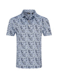FootJoy Garden Print Lisle Polo Shirt (Athletic Fit) - Periwinkle