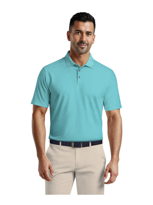 Ben Hogan Mini Ottoman Textured Polo Shirt - Blue Curacao-GolfMaker