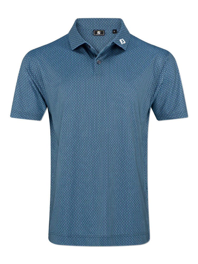 FootJoy Bracket Print Lisle Polo Shirt (Athletic Fit) - Navy
