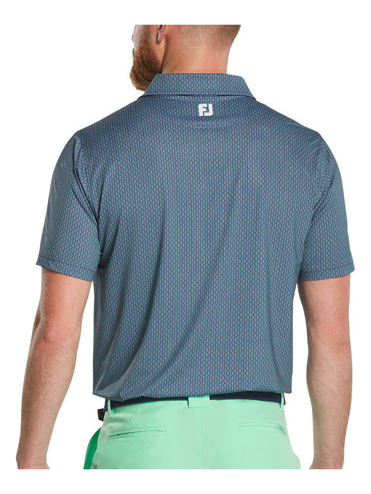 FootJoy Bracket Print Lisle Polo Shirt (Athletic Fit) - Navy