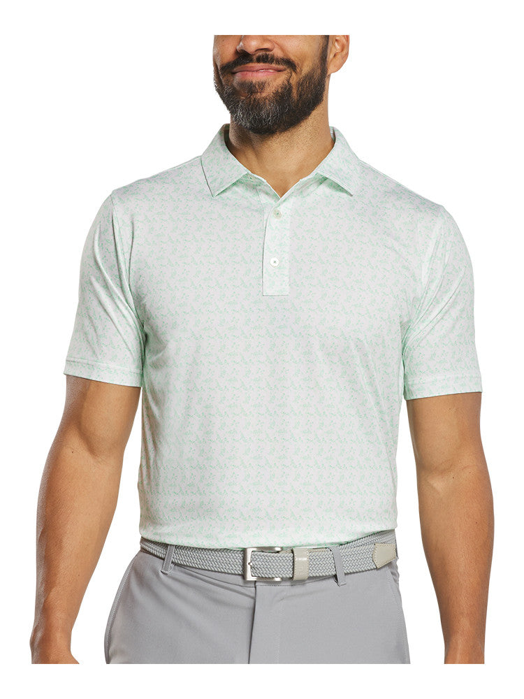 FootJoy Vintage Floral Lisle Polo Shirt (Athletic Fit) - White/Seafoam-GolfMaker
