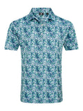 FootJoy Garden Print Lisle Polo Shirt (Athletic Fit) - Navy