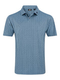 FootJoy Modernist Geo Pique Polo Shirt (Athletic Fit) - Steel Blue/Navy