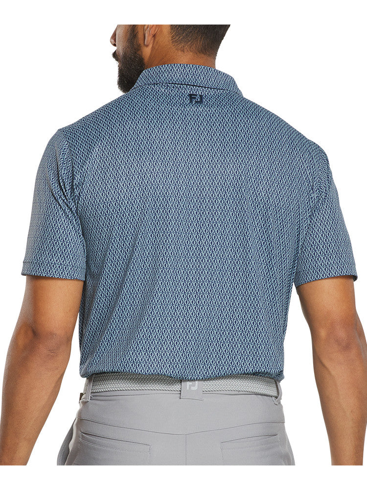 FootJoy Modernist Geo Pique Polo Shirt (Athletic Fit) - Steel Blue/Navy