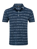 FootJoy Ikat Stripe Lisle Polo Shirt - Navy