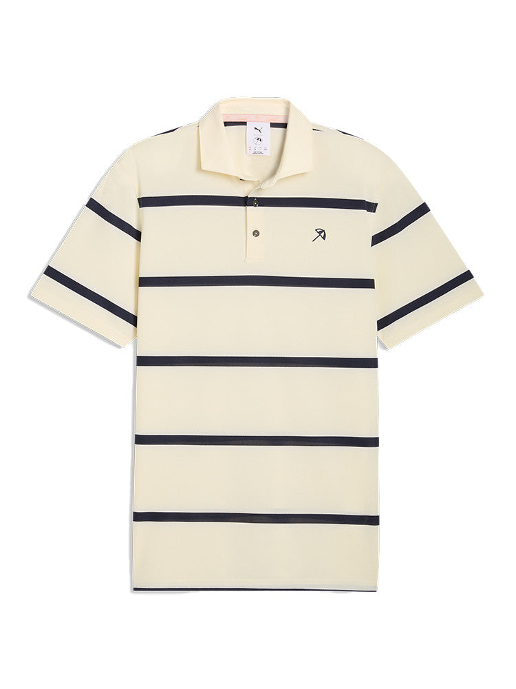 Puma x Arnold Palmer Pique Stripe Polo - Lemon Butter/Deep Navy