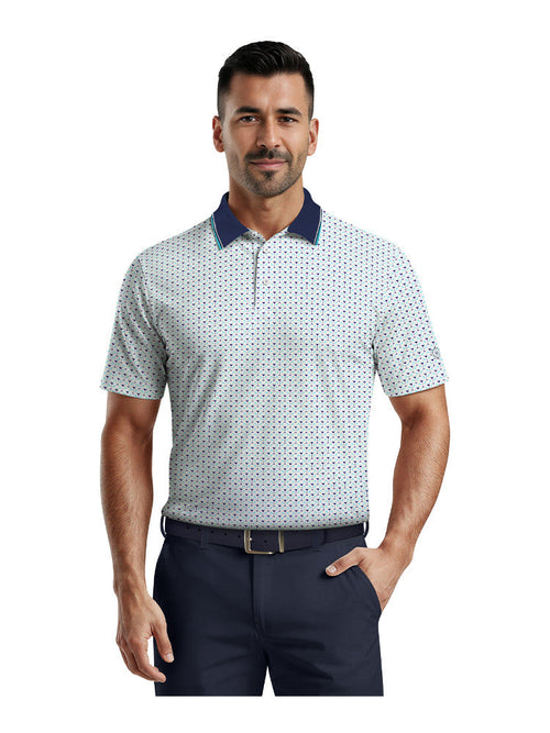 Ben Hogan Martini Conversational Print Polo - Bright White-GolfMaker