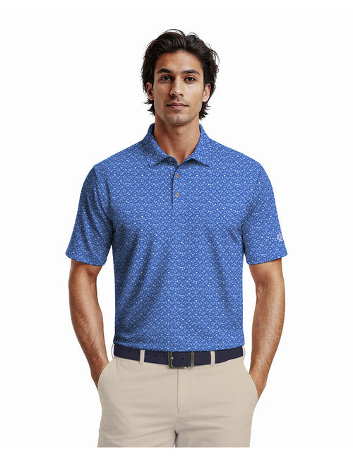 Ben Hogan Watercolour Medallion Print Polo - French Blue-GolfMaker