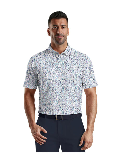 Ben Hogan Watercolour Confetti Printed Polo - Bright White-GolfMaker