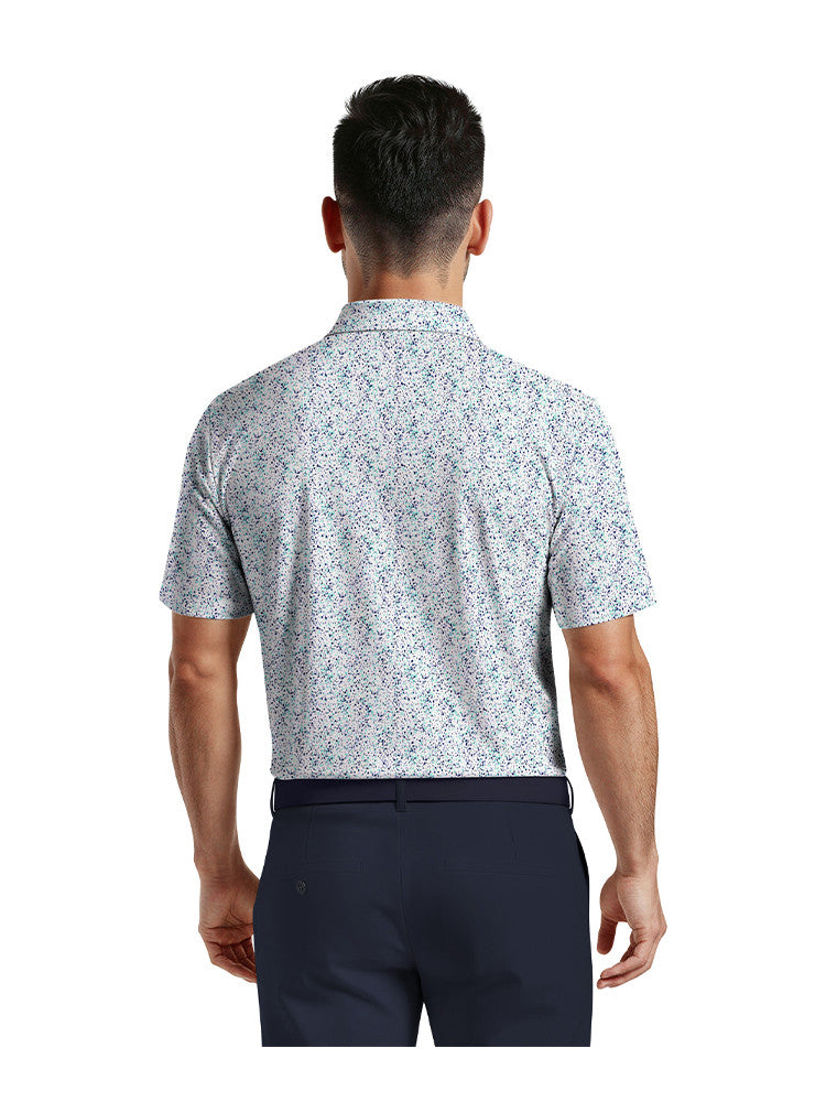 Ben Hogan Watercolour Confetti Printed Polo - Bright White