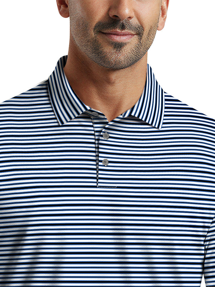 Ben Hogan Printed Multicolour Stripe Polo - Bright White