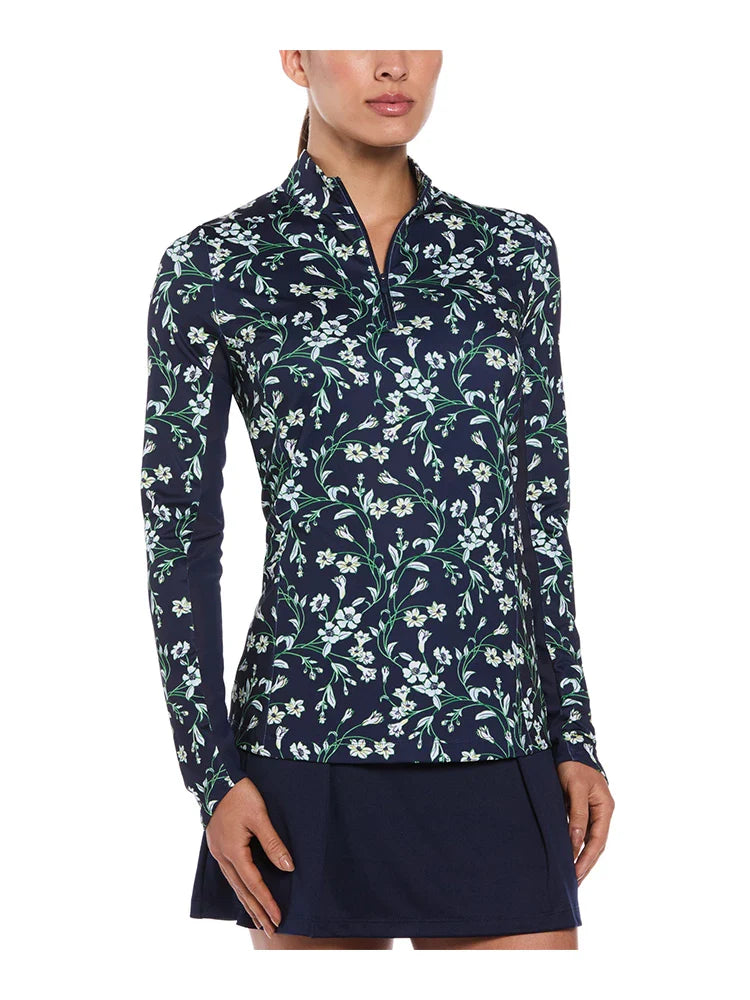 Ben Hogan Women's Nouveau Floral Printed Sun Protection Top - Peacoat