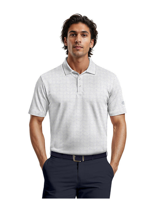 Ben Hogan Geo Printed Polo - Bright White-GolfMaker