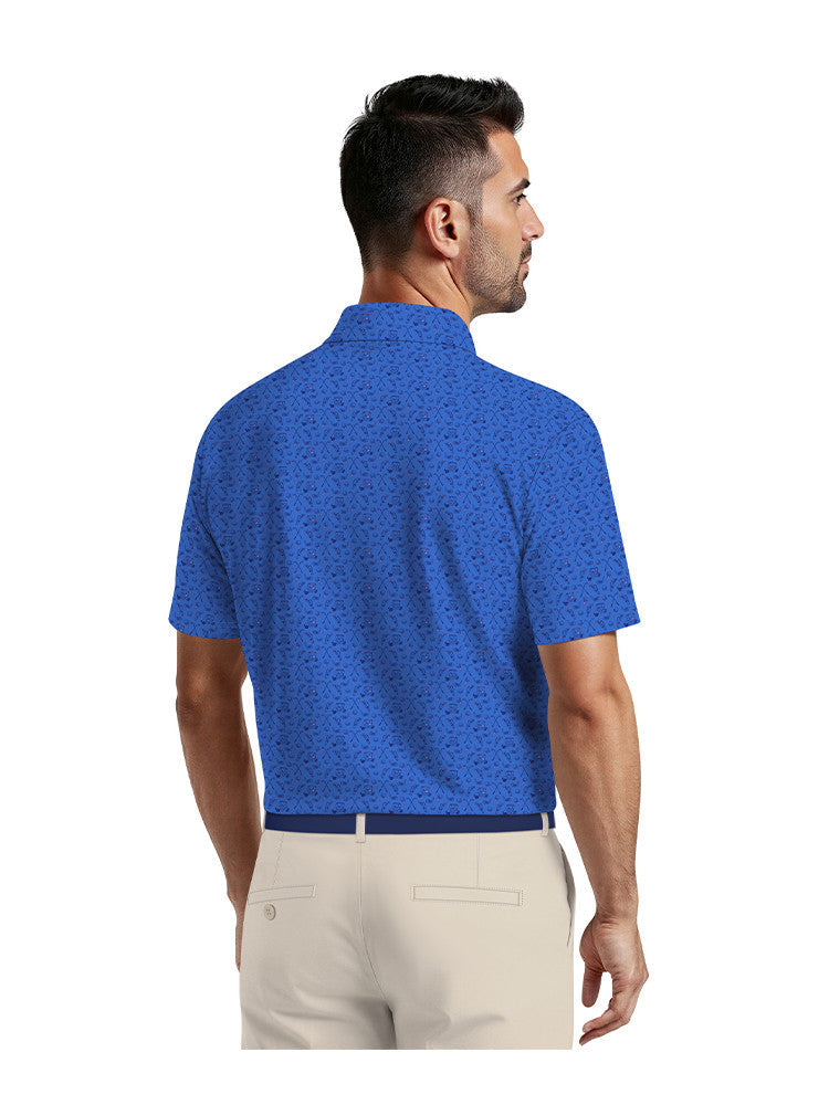 Ben Hogan Cart Printed Polo - French Blue