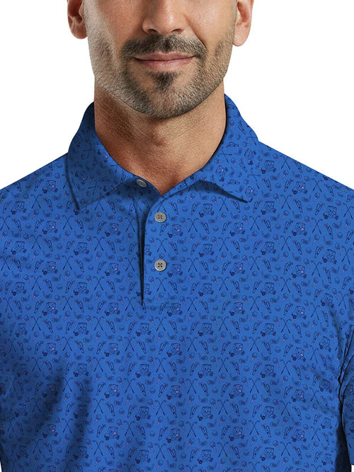 Ben Hogan Cart Printed Polo - French Blue-GolfMaker