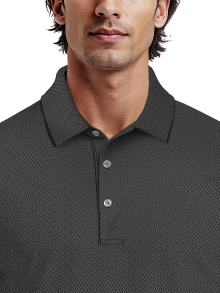 Ben Hogan 2 Tone Micro Geo Jacquard Polo - Caviar