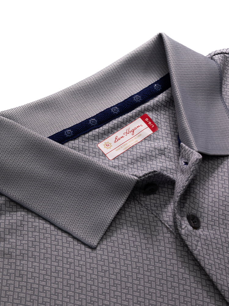 Ben Hogan 2 Tone Micro Geo Jacquard Polo - Tradewinds