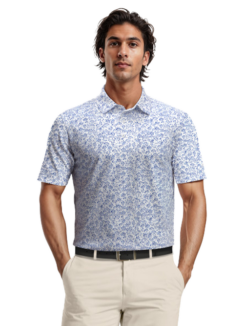 Ben Hogan Confetti Print Polo Shirt - Bright White-GolfMaker