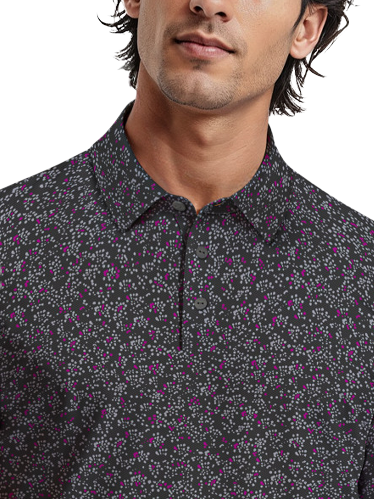 Ben Hogan Confetti Print Polo Shirt - Caviar
