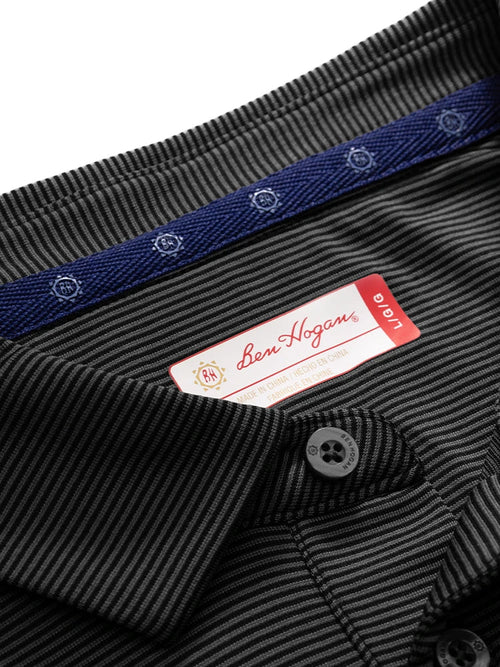 Ben Hogan Fine Line Stripe Polo Shirt - Caviar-GolfMaker