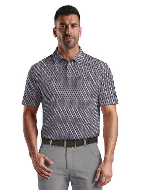 Ben Hogan Golf Ball Geo Print Polo Shirt - Caviar-GolfMaker