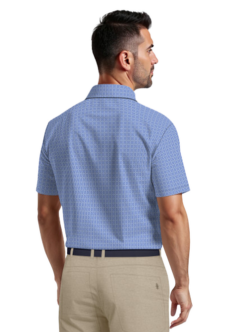 Ben Hogan Mini Geo Print Polo Shirt - Bright Cobalt-GolfMaker