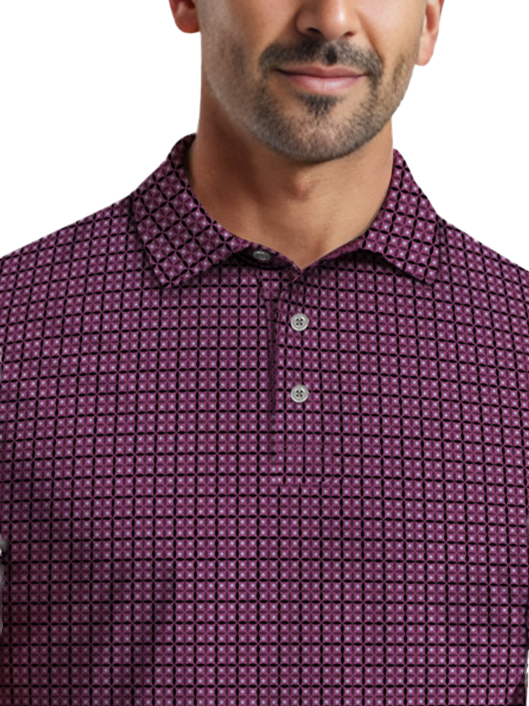 Ben Hogan Mini Geo Print Polo Shirt - Phlox