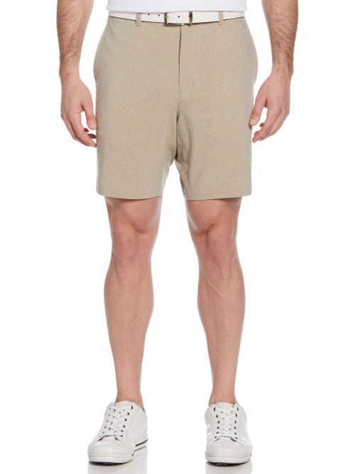 Ben Hogan Performance Flat Front 8-Inch Golf Short - Khaki Heather-GolfMaker