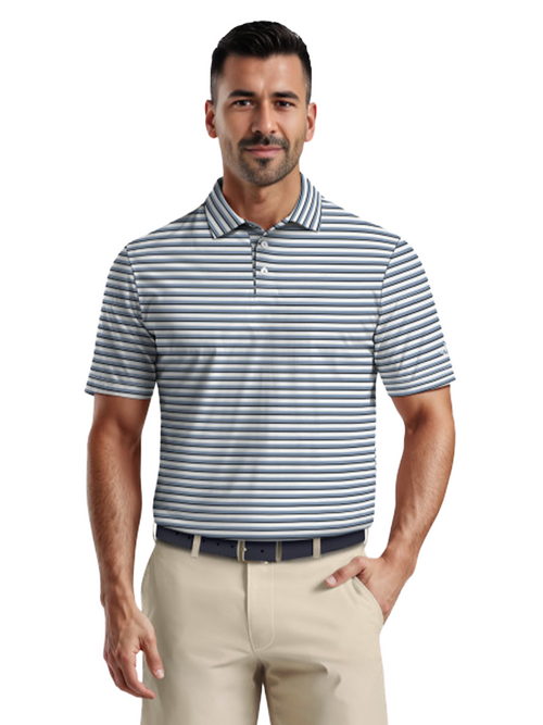 Ben Hogan Printed Birdseye Stripe Polo Shirt - Bright White-GolfMaker