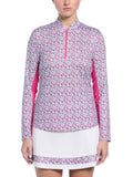 Ben Hogan Women's Floral Sun Protection Long Sleeve Top - Fuchsia Purple