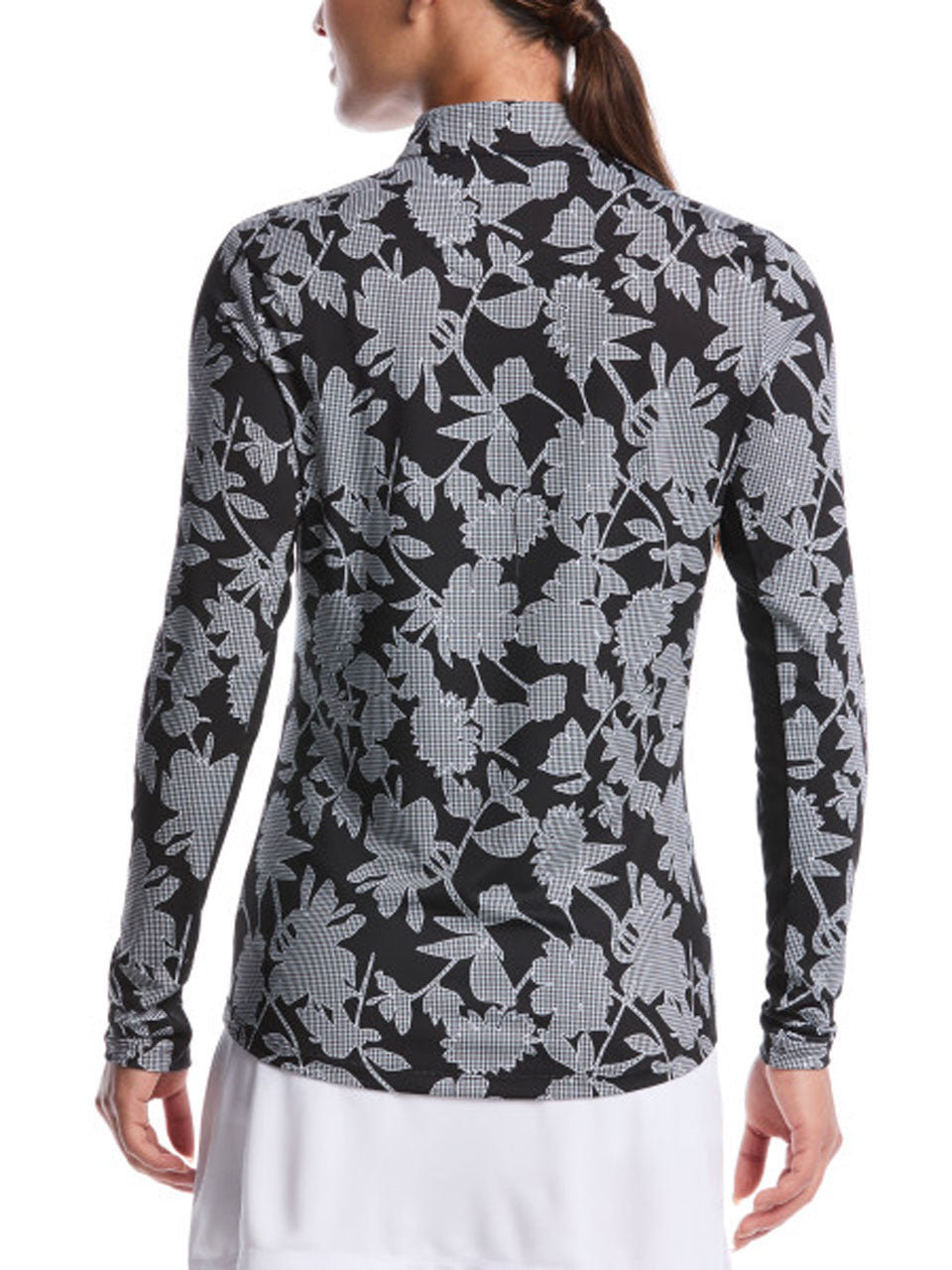 Ben Hogan Women's Heritage Floral Printed Sun Protection Shirt - Caviar-GolfMaker