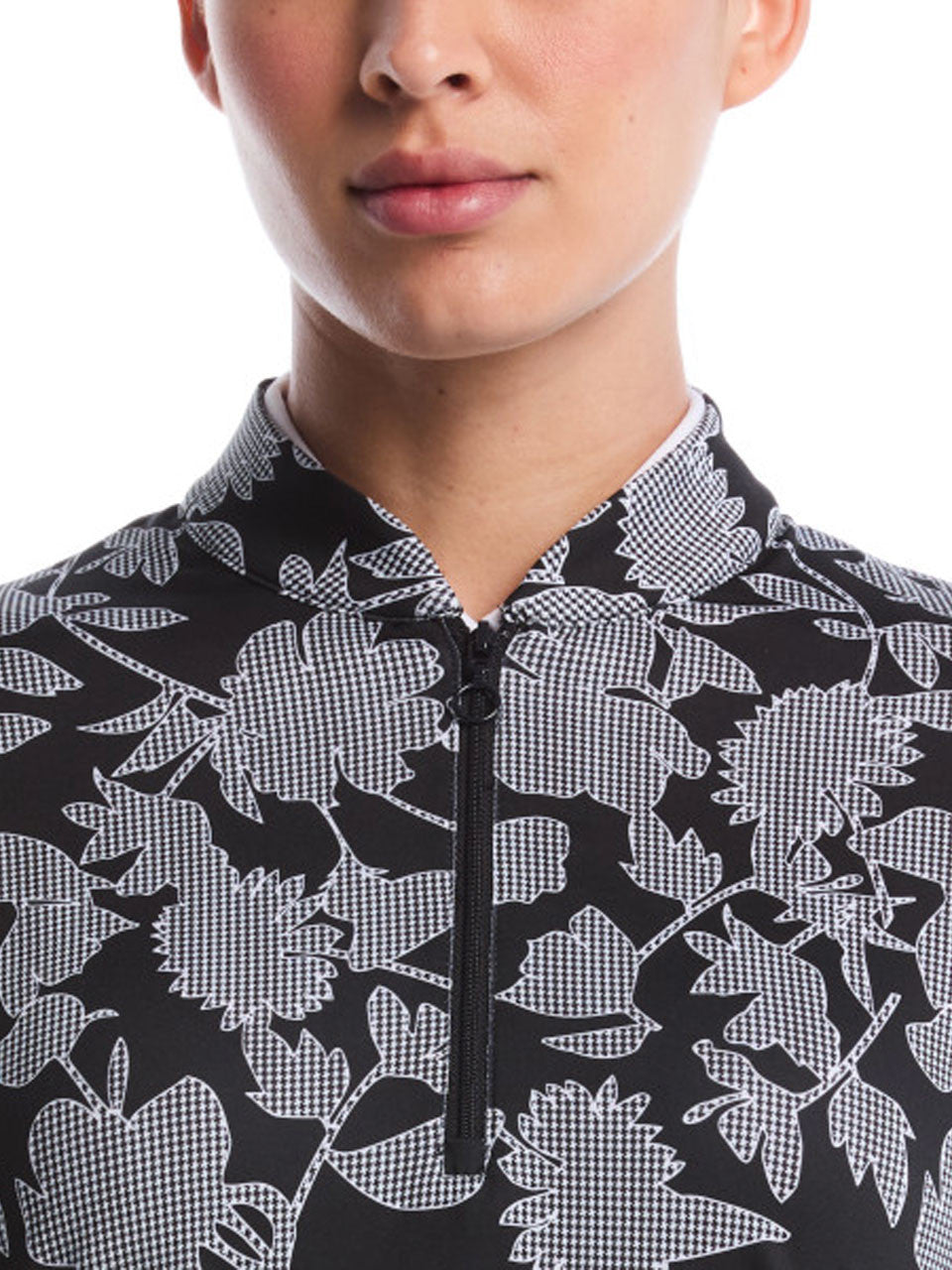 Ben Hogan Women's Heritage Floral Printed Sun Protection Shirt - Caviar-GolfMaker