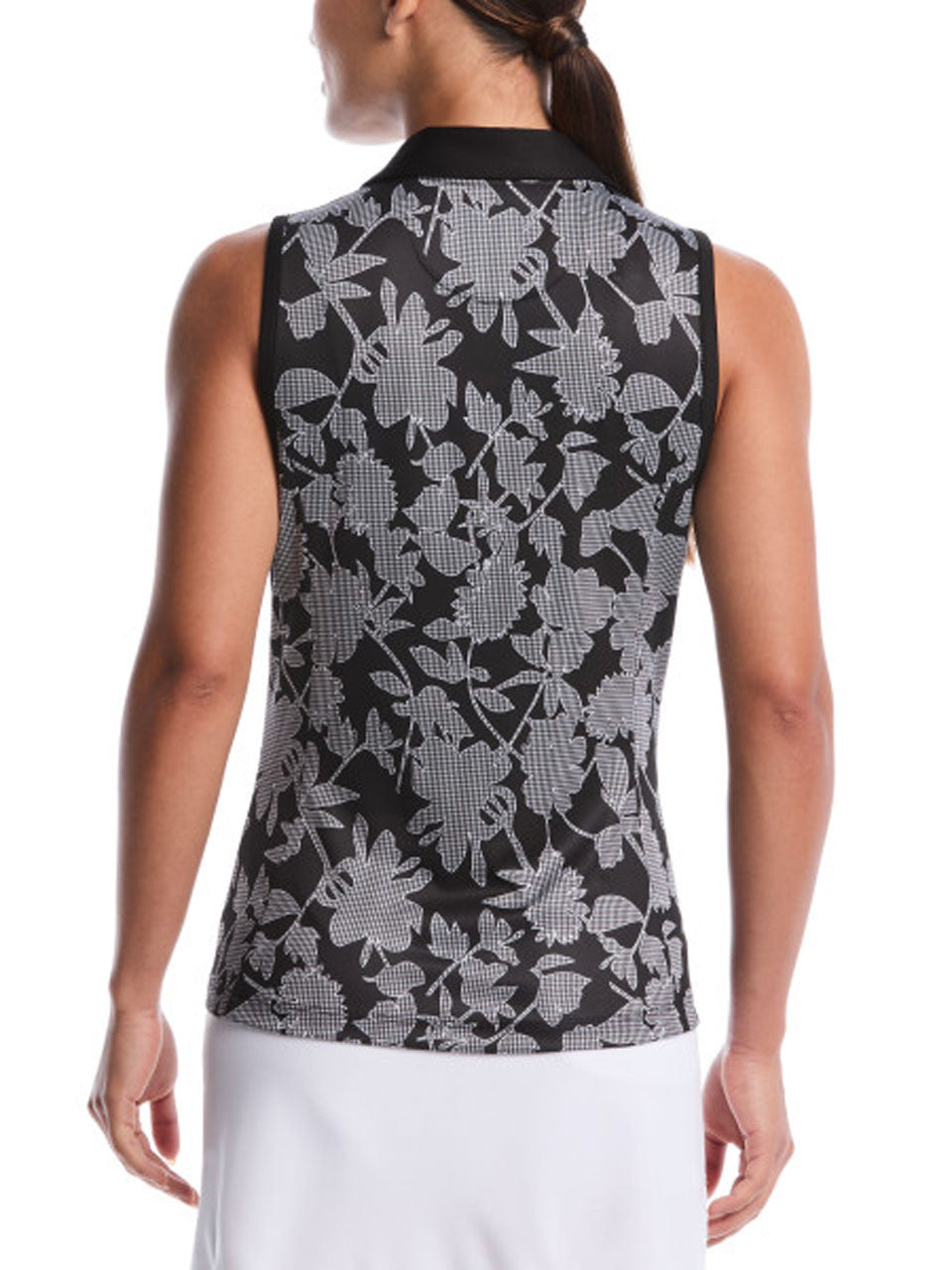 Ben Hogan Women's Heritage Floral Sleeveless Polo - Caviar