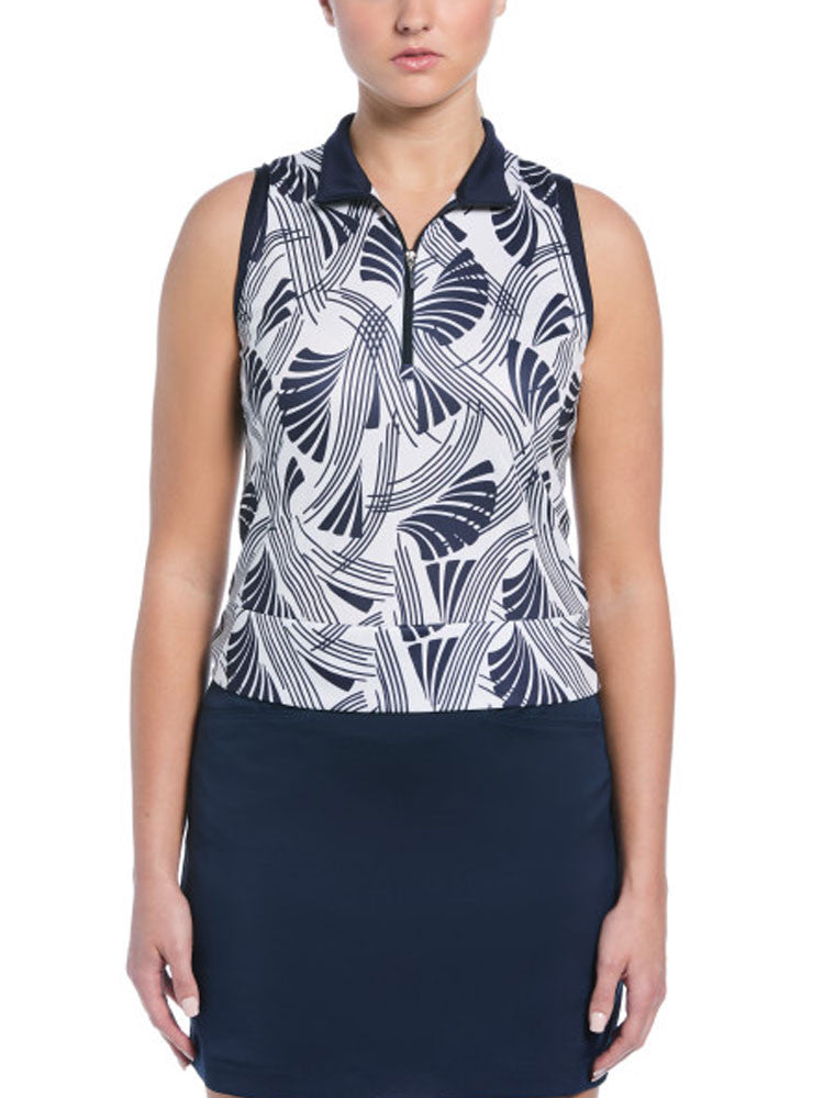 Ben Hogan Women's Leaf Print Sleeveless Top - Bright White