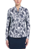Ben Hogan Women's Leaf Print Sun Protection Long Sleeve Top - Bright White
