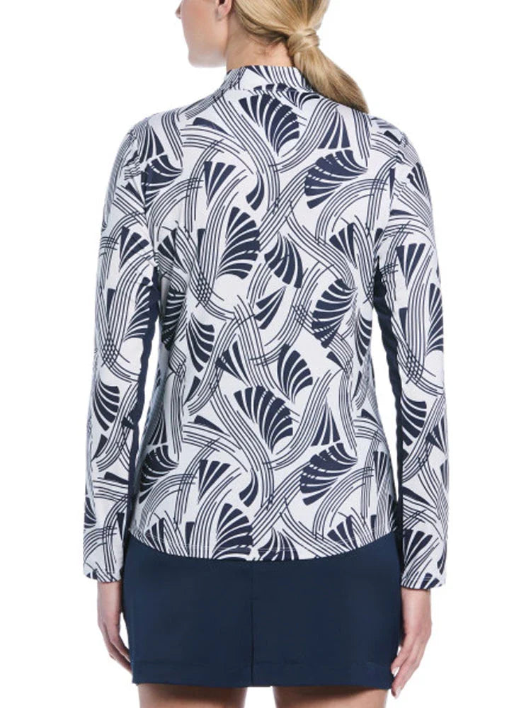 Ben Hogan Women's Leaf Print Sun Protection Long Sleeve Top - Bright White
