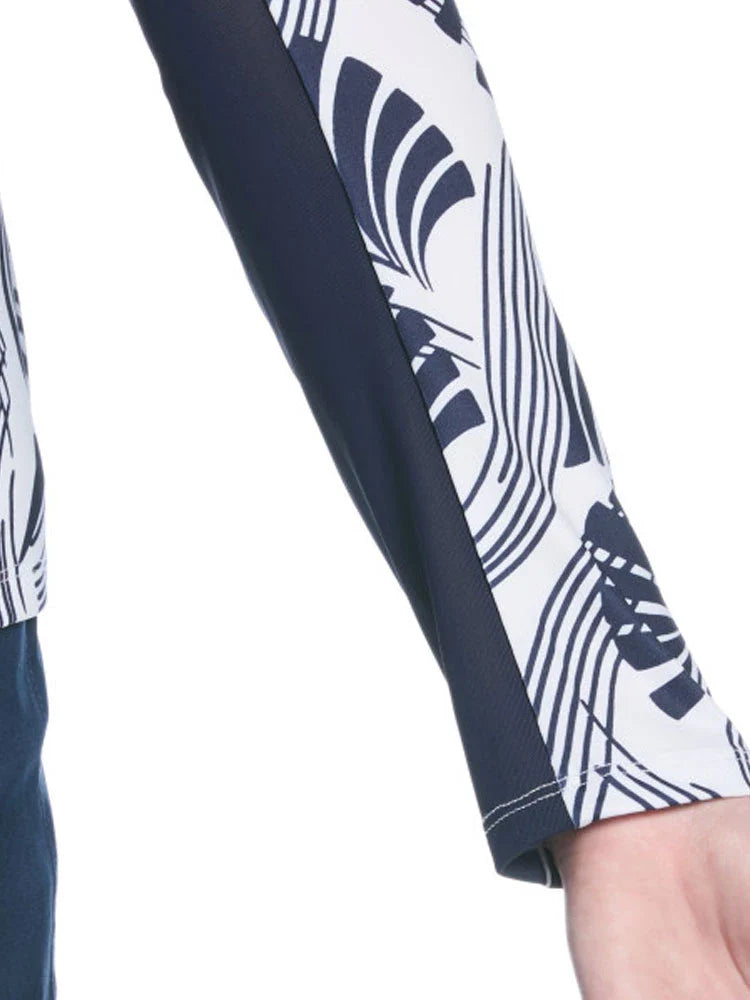 Ben Hogan Women's Leaf Print Sun Protection Long Sleeve Top - Bright White