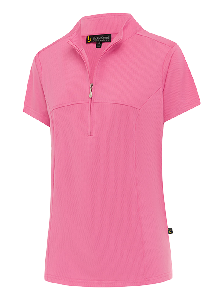 Birdee Sport Women's Breeze Uvee Zipper Short Sleeve Top - Pink