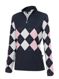 Birdee Sport Womens Diamond Long Sleeve Top - Navy/Pink