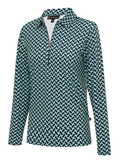 Birdee Sport Womens Latticia Long Sleeve Top - Navy/Aqua