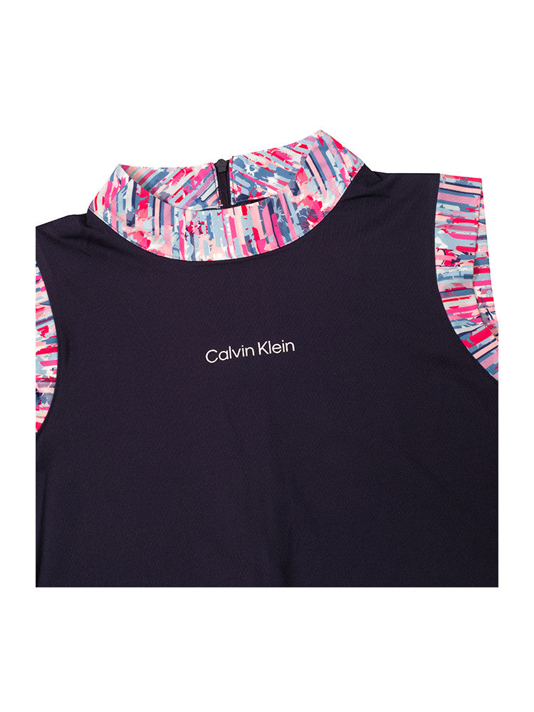 Calvin Klein Womens Carmen Mock Neck Dress - Navy