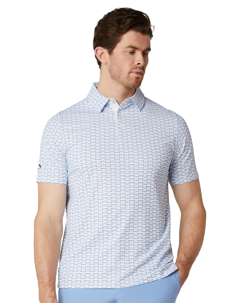 Callaway Albatross Geo Print Polo - Bright White