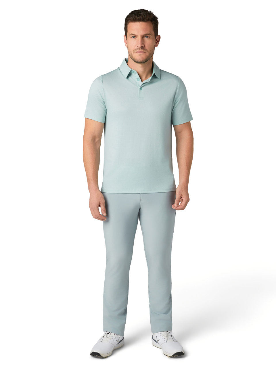 Callaway Chev Twill Jacquard Polo - Aquifer