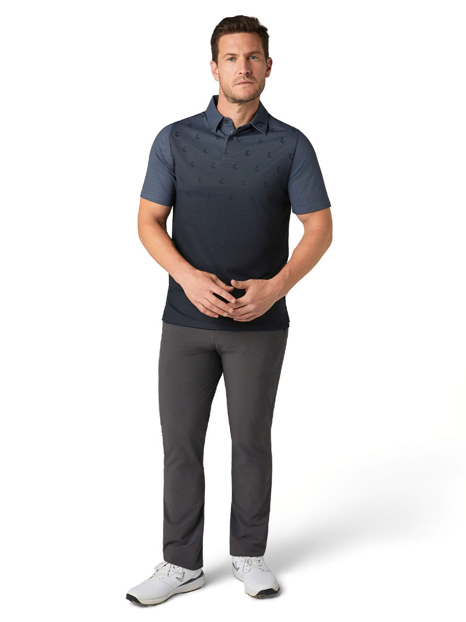 Callaway Eng "C" Twill Print Polo - Caviar