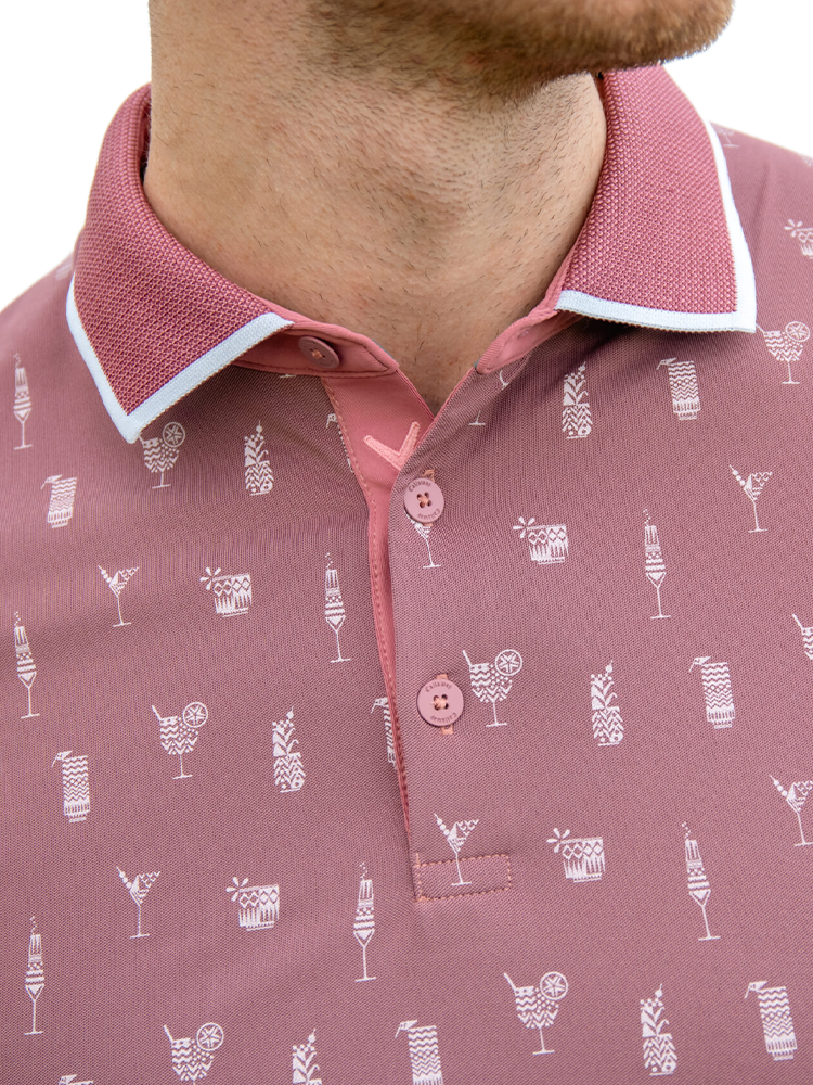 Callaway Geo Cocktail Print Polo - Mesa Rose