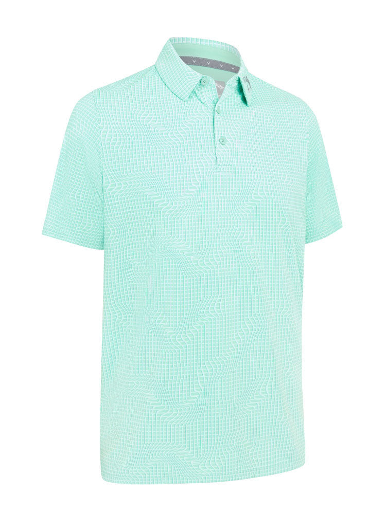 Callaway Gingham Print Polo - Neptune Green