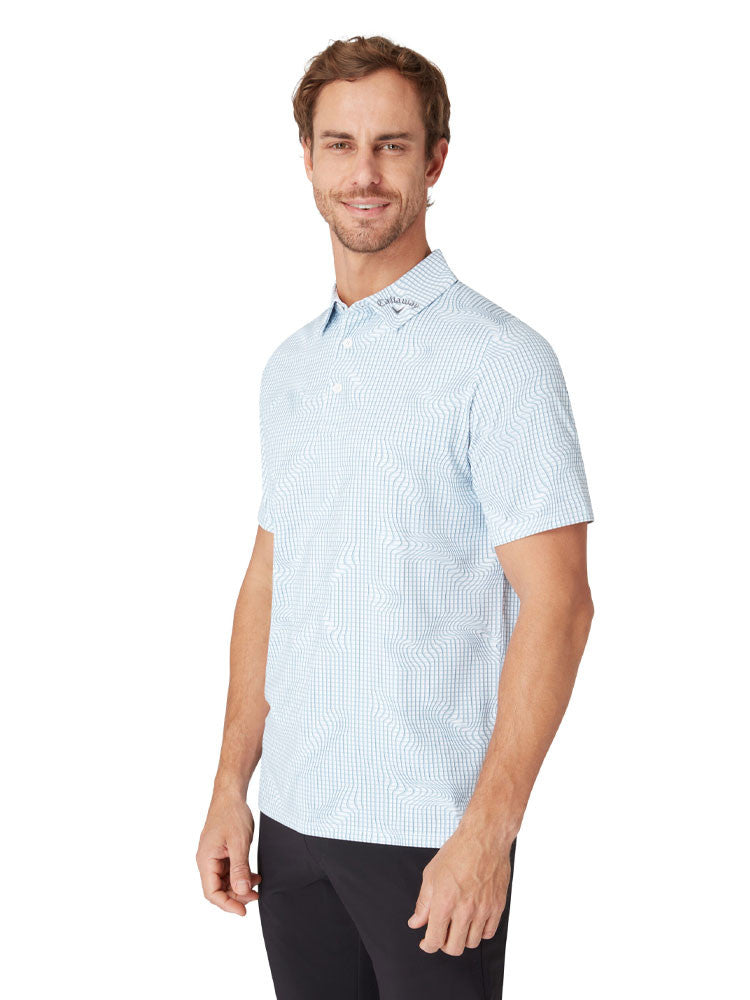 Callaway Gingham Print Polo - Bright White