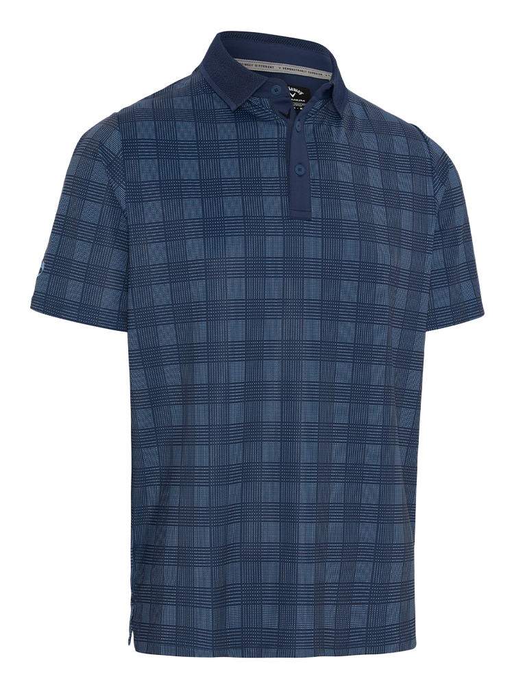 Callaway Golf Chev Plaid Print Polo - Peacoat