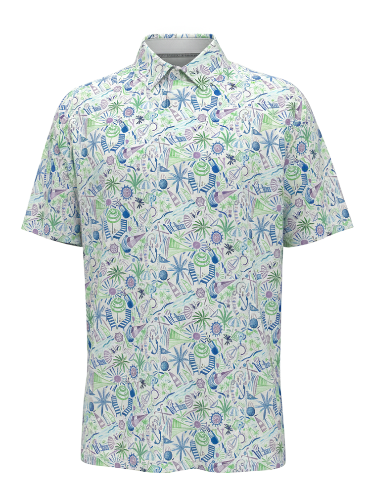 Callaway Nautical Conversational Print Polo - Bright White